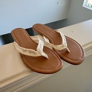Charlotte Russe White and Brown Sandals